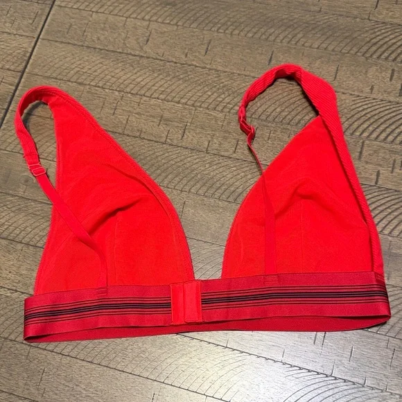 SKIMS Red Ribbed Bralette with Striped Band - Picture 3 of 5